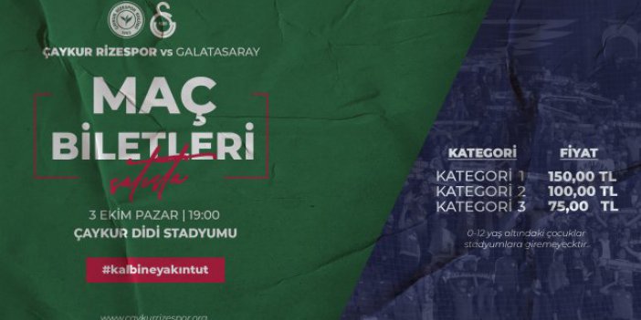 Caykur Rizespor Galatasaray Maci Biletleri Satisa Cikti