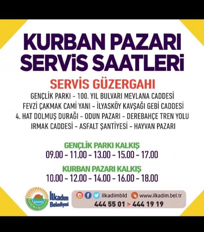 İlkadım Belediyesi’nden Kurban Pazarlarına Ücretsiz Servis